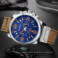 Curren 8314 Sport Watches Chronograph Man WristWatch Fashion Brand Military Leather Waterproof Quartz Calendar Watch